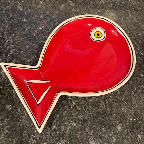 Other - M. Bagwell Red Fish-Shaped Ceramic Dish "Water Collection" Coastal Home Decor